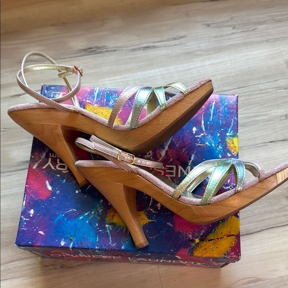 Vintage Chinese Laundry Women's Pink, Pastel and Gold Strappy High Heels Size 8 - Picture 8 of 16